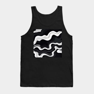 Monochrome Waves: Modern Abstract Ebb and Flow Tank Top